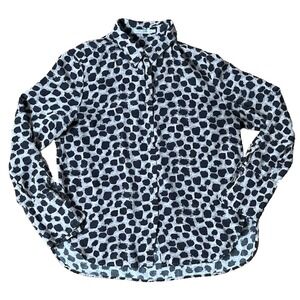 M.M. Lafleur Tatum Silk Blouse Button Down Washable Sahara Print Women Large